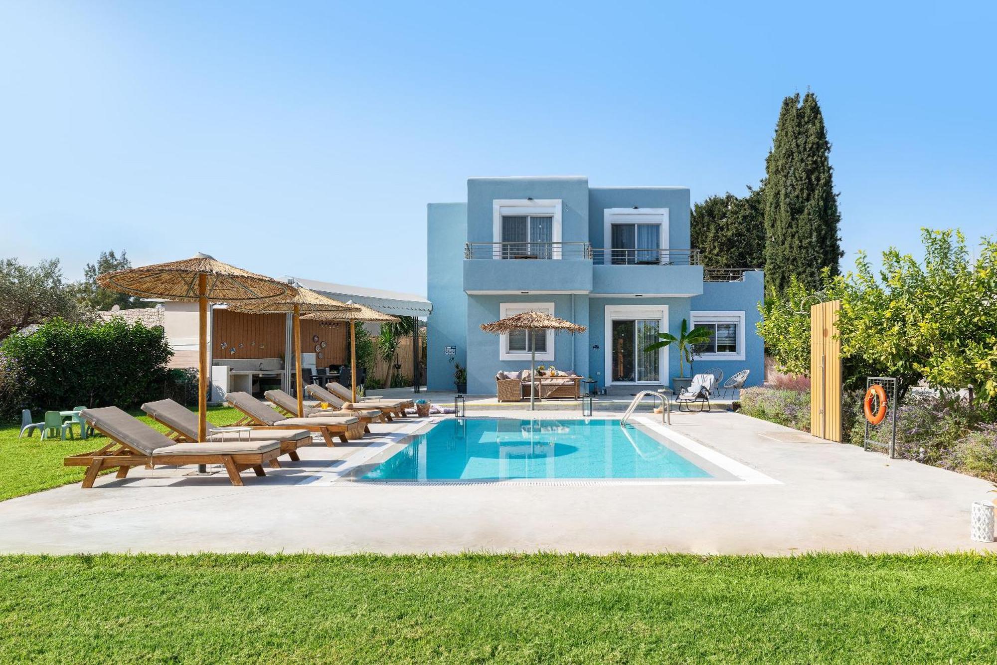 Ethria Pool Villa With Heated Jacuzzi Afantou Extérieur photo