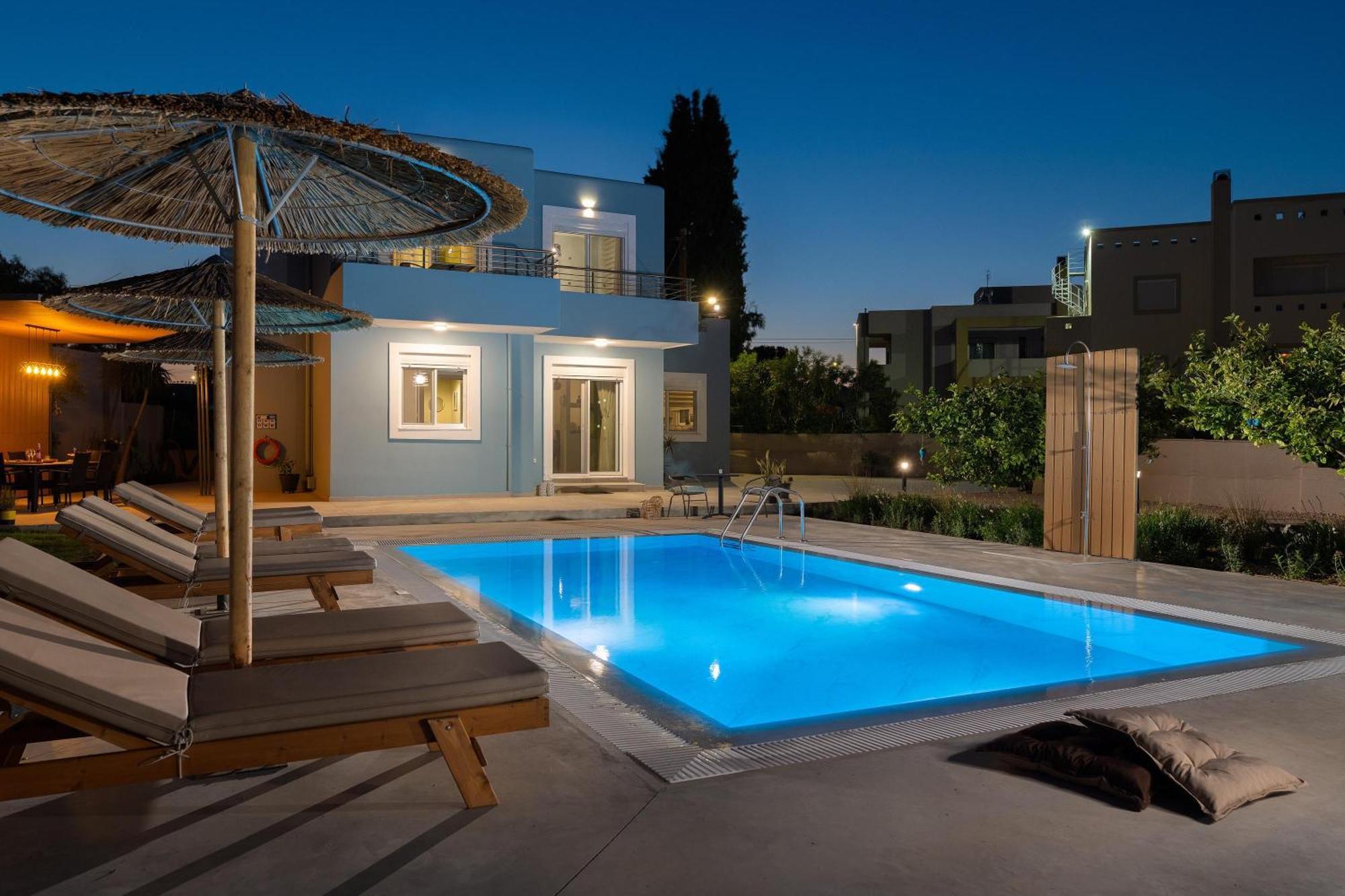 Ethria Pool Villa With Heated Jacuzzi Afantou Extérieur photo