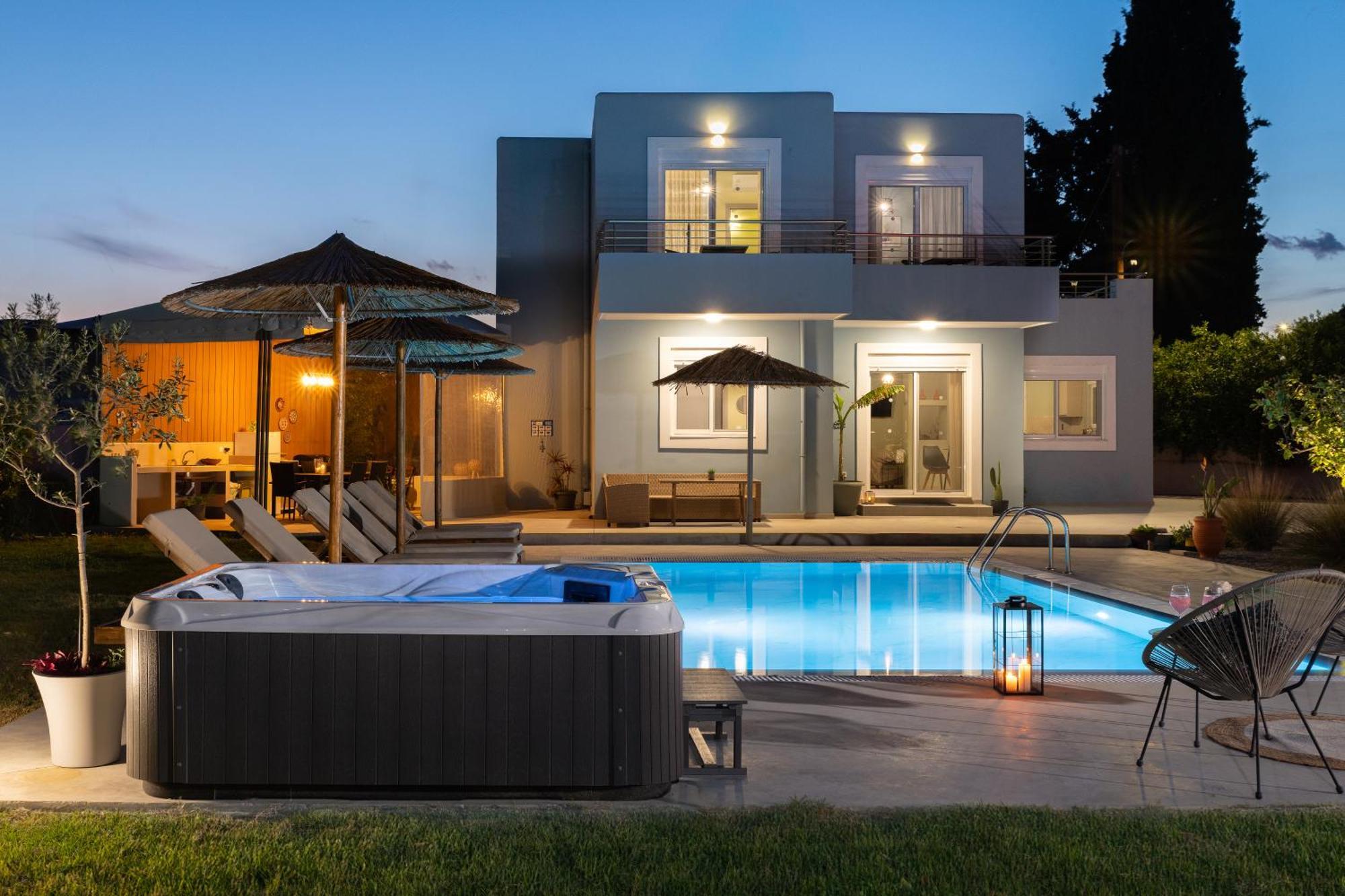 Ethria Pool Villa With Heated Jacuzzi Afantou Extérieur photo