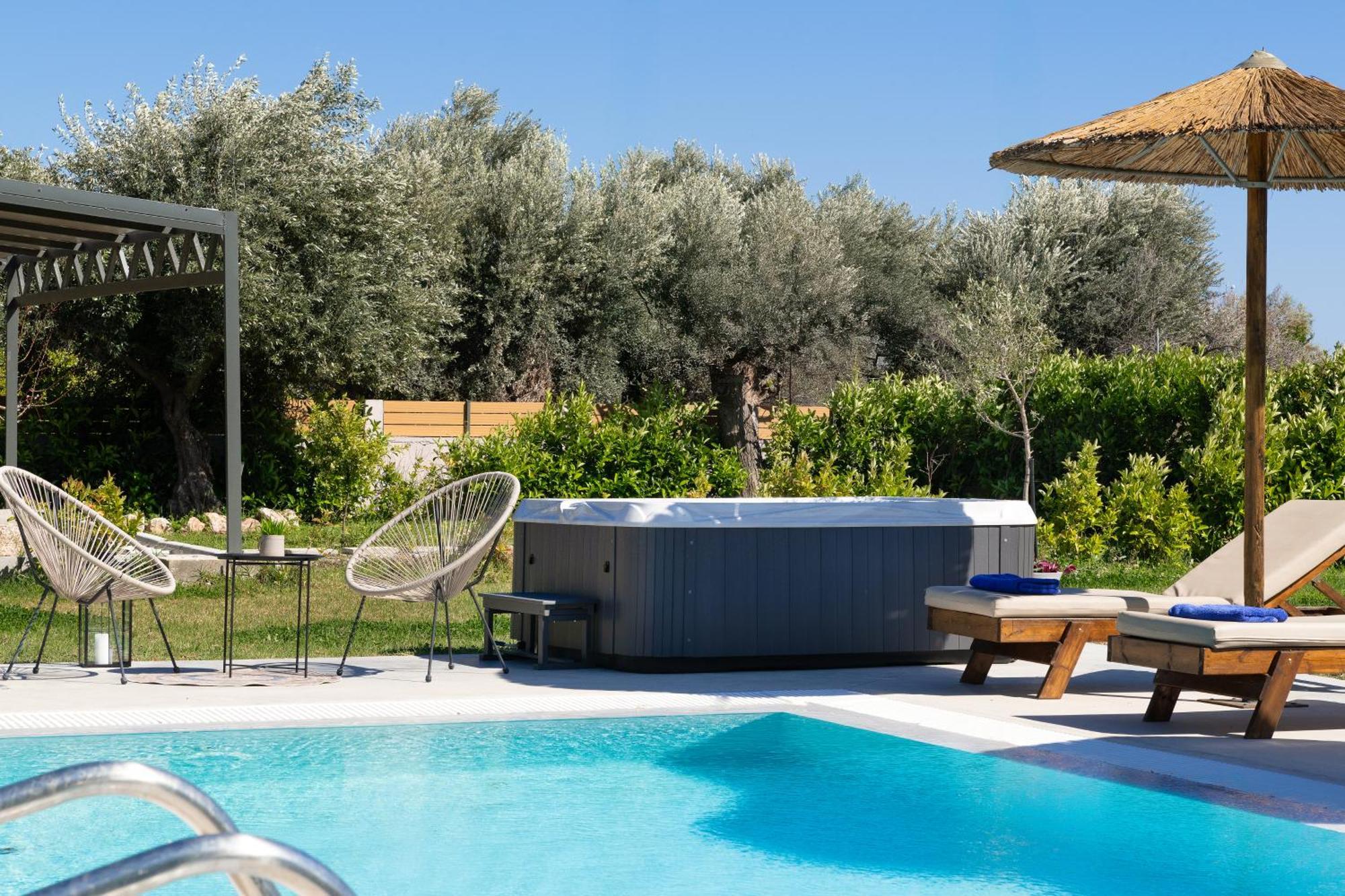 Ethria Pool Villa With Heated Jacuzzi Afantou Extérieur photo